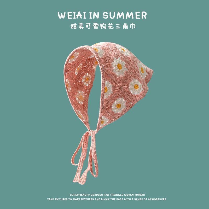 Women Triangular Scarf Summer Thin Sun Protection Lace Headscarf French Breathable Versatile Hair Band Funny Girl Cute Headscarf