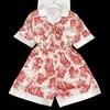 Summer New Ladies Sweet Satin Silk Floral Printed Pajamas Set Short Sleeve+Pants Women Ice Silk Cute Homewear Casual Wear