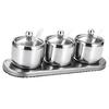 Stainless Steel Seasoning Jars Food Grade Kitchen Salt Pepper Spice Storage Pots for Home Cafe Party Seasoning Jar