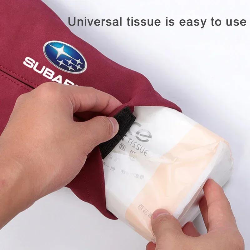 Suede Car Seat Back Hanging Holder Armrest Box Tissue Bag for Subaru Forester XV Outback Legacy WRX Tribeca Levorg BRZ Crosstrek Z15