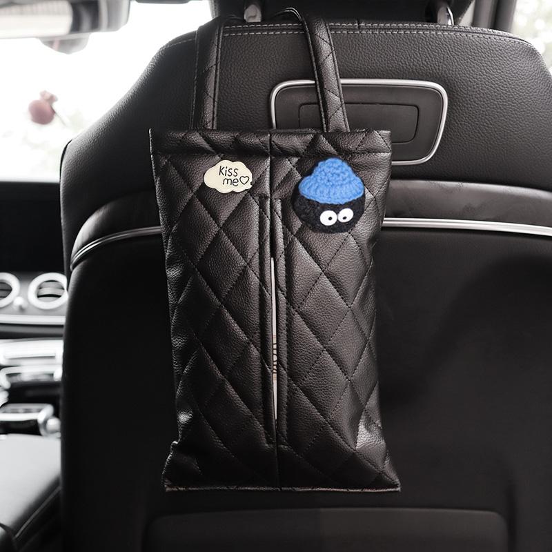 Милая мультяшная кукла-облако, автомобильная коробка для салфеток, подголовник сиденья, кожаный держатель для бумаги, органайзер для салона автомобиля, аксессуары для укладки автомобиля