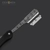 CESTOMEN Серебристая бритва из нержавеющей стали с одной кромкой, черная деревянная ручка, классическая прямая парикмахерская бритва для мужчин для бритья