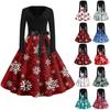 Women's Fashion V-Neck Casual Slim Christmas Printed Long Sleeve Dresses