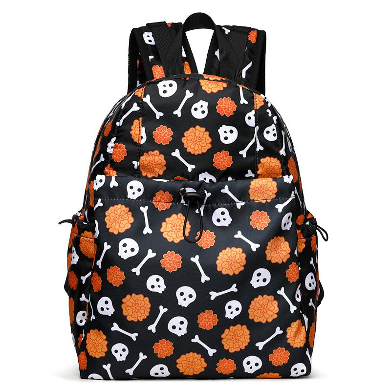 Halloween Backpack New Skull Print Women Backpack Fashion Large-capacity Lightweight Travel Commuter Backpack
