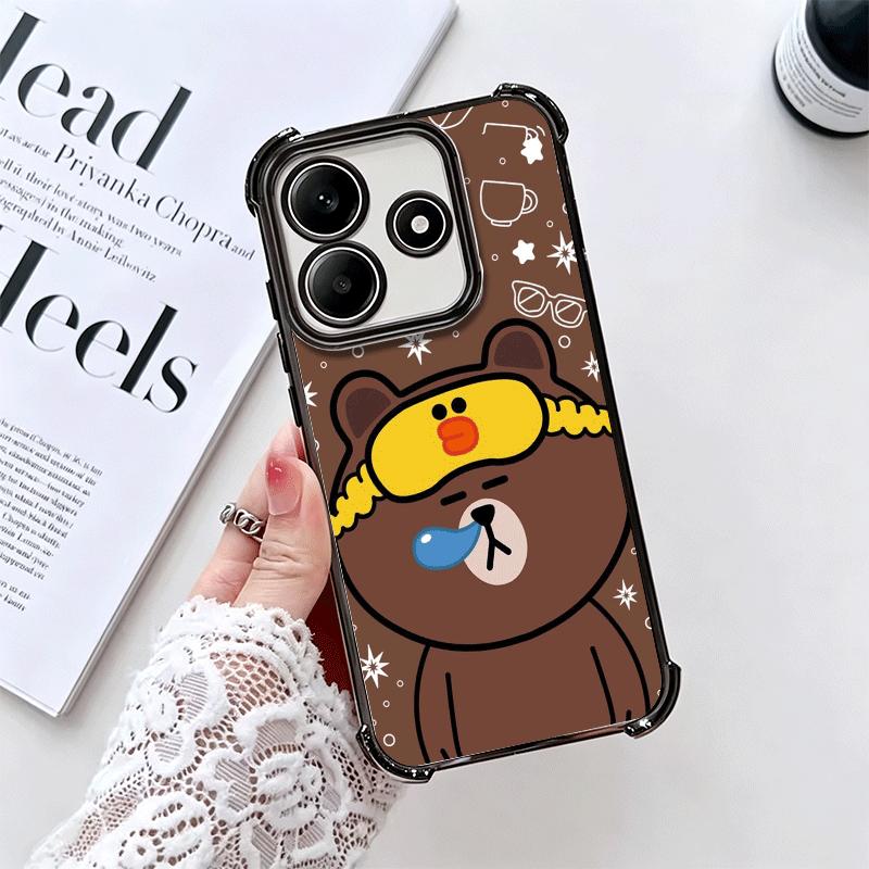 Cartoon Bear B-Browns C-Conys Plating Phone Case For Xiaomi Redmi Note 14 15 Pro Plus 13 12 11 11S 11T 10 9S 9 5G Anti-Fall Aira