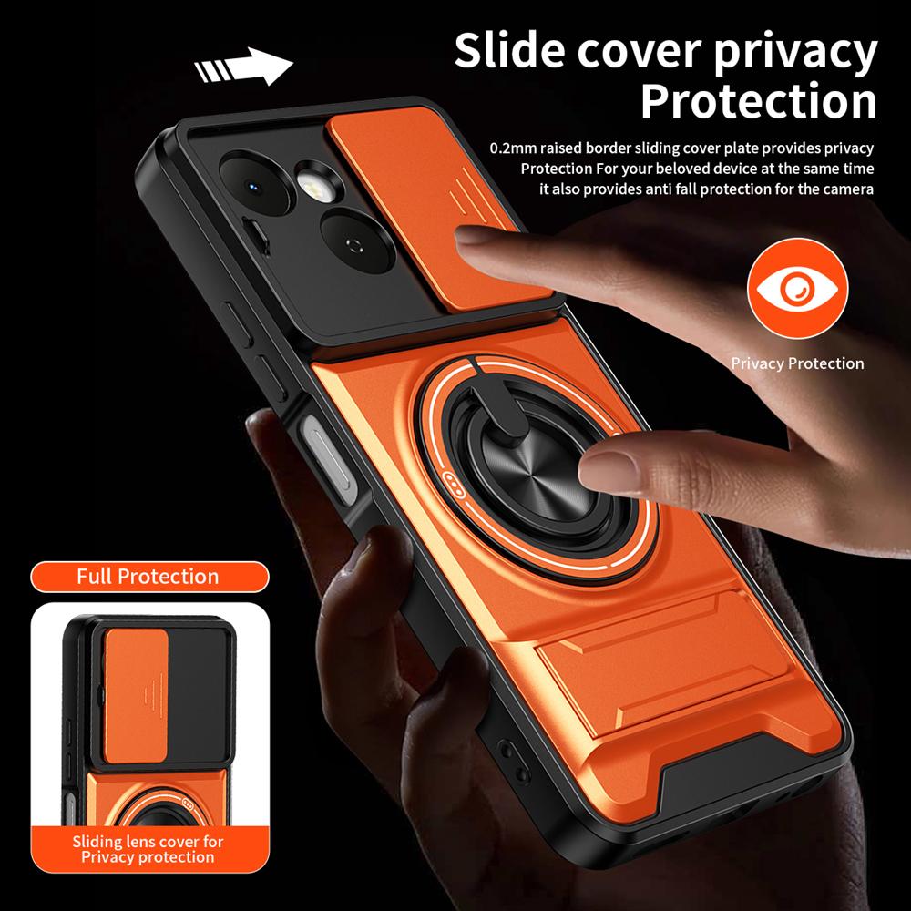 KEYSION Магнитный чехол для телефона TECNO Spark 40C 4G с защитой выдвижной камеры, вертикальной подставкой, кольцом 360° и ударопрочной задней крышкой