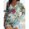 Women's T-Shirt Floral Graphic Flower Elegant Fashion Tee Long Sleeve T-shirts V-Neck Regular Tops Pullover Fall Winter