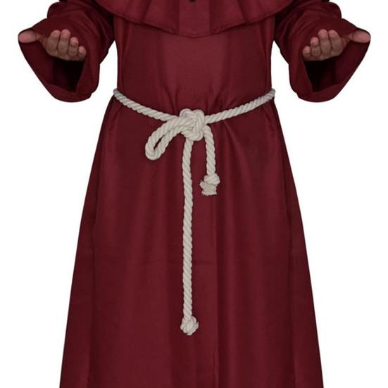 Friar Medieval Hooded Robe Monk Renaissance Priest Costume Halloween Wizard Sorcerer Cosplay Cloak for Adults