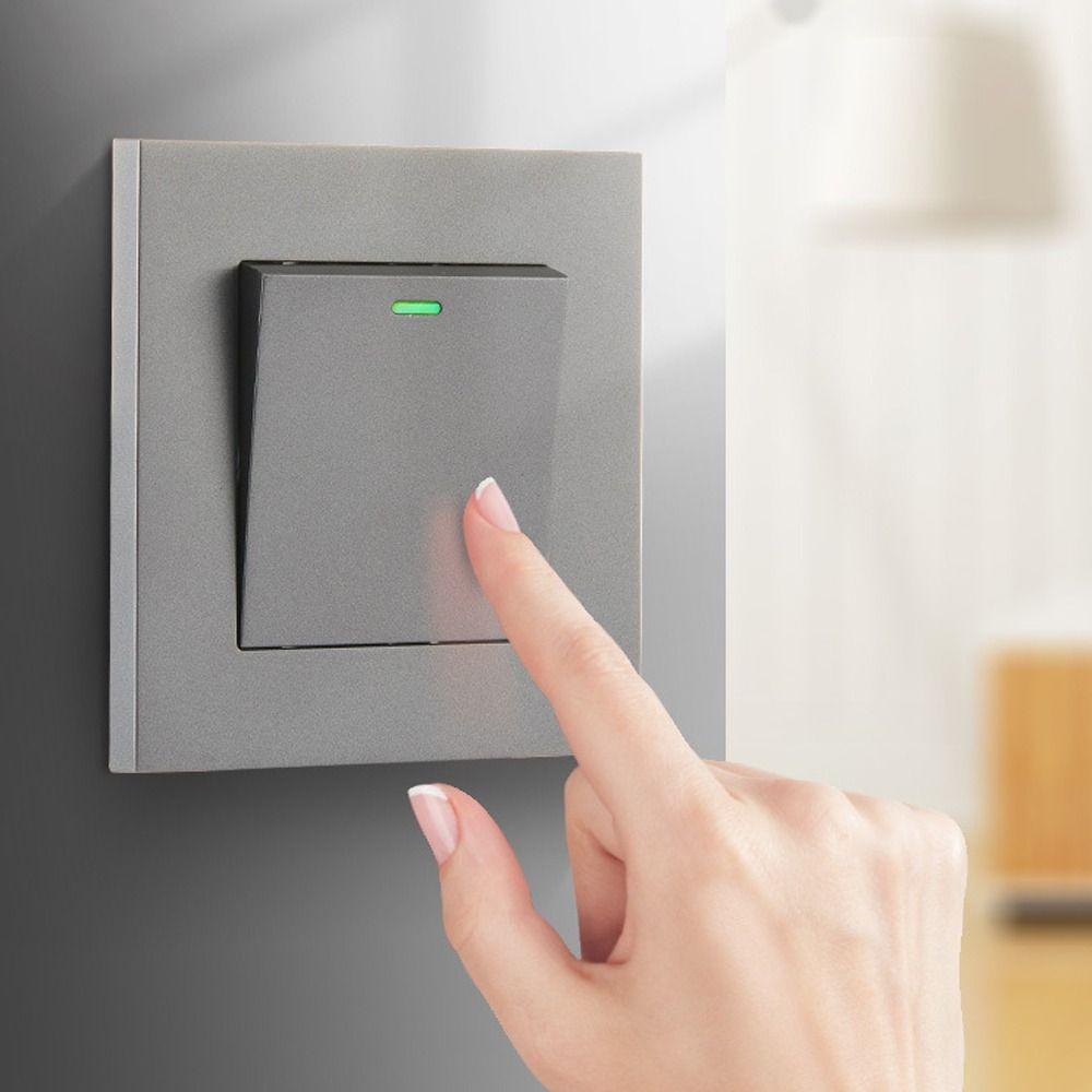 Высококачественные матово-серые настенные выключатели 1-клавишные с LED-индикацией Вкл / Выкл Нажимные кнопки Домашние аксессуары Прочные 1/2/3/4-постовые