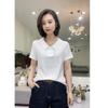 Женское повседневное летнее хлопковое поло - Короткий рукав, отложной воротник