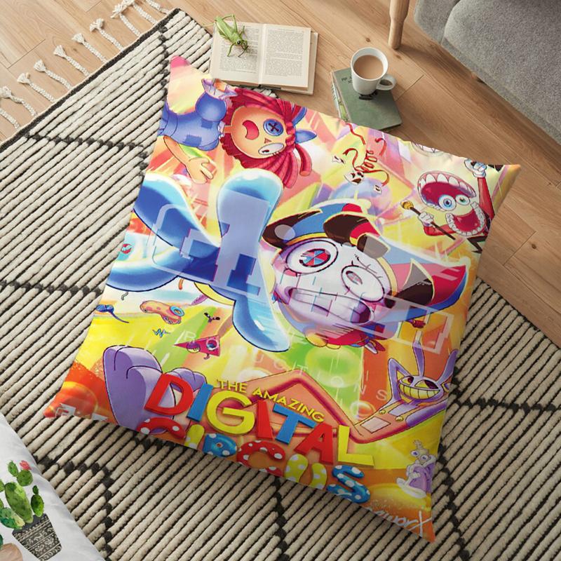The Amazing Digital Circu Cushion Cover Ponmi Jax Clown Pillowcase Square Pillowcase Home Office Decoration Pillow Case 45cm