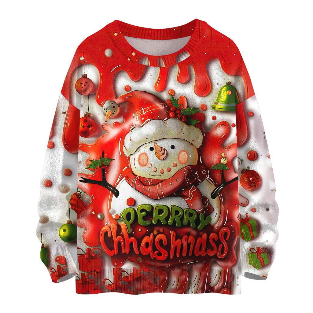 Женский повседневный шерстяной рождественский свитшот с длинным рукавом, осенний отпускной пуловер с длинным рукавом