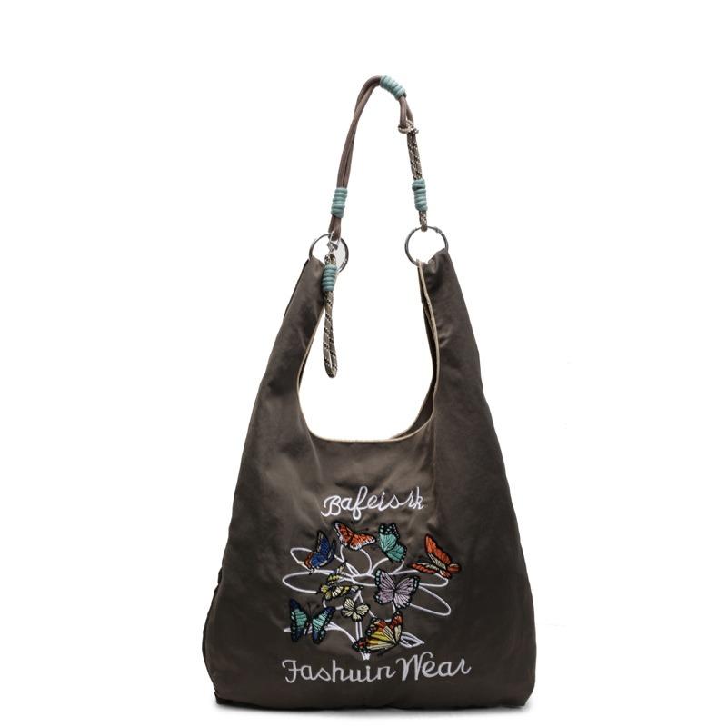 Вышитая сумка для покупок Новая экологичная сумка Мода для通勤 Универсальная сумка-тоут на плечо женская тканевая сумка