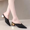 Baotou Semi-slippers женские весенне-летние новые дышащие ленивые сандалии с острым носком на среднем каблуке