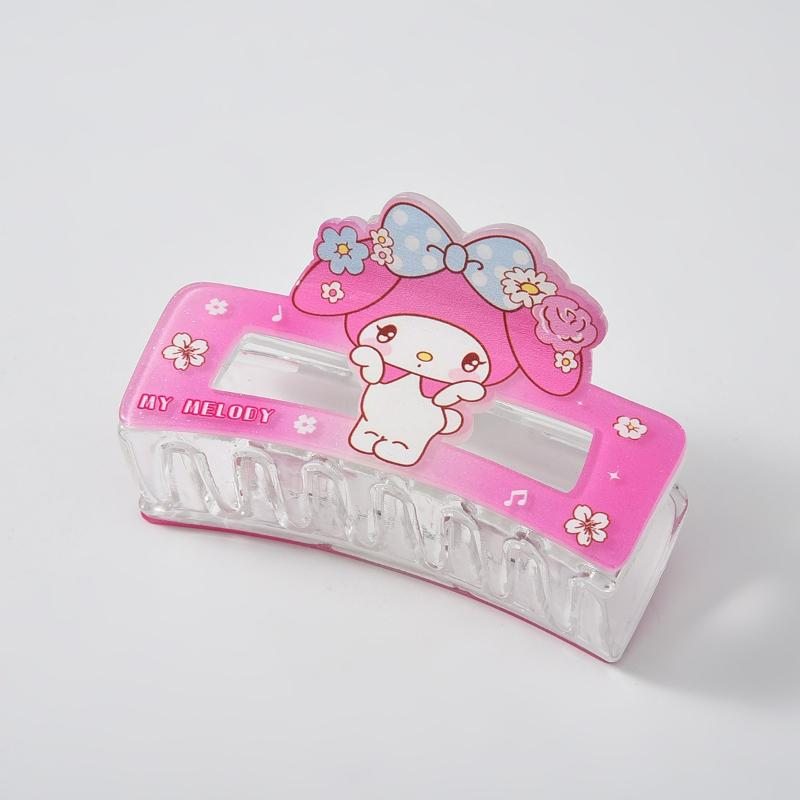 Акриловая заколка для волос с мультяшным дизайном Sanrio для девочек, милый аксессуар для волос, серия Cinnamoroll и Kuromi, прочная и нежная для ежедневного использования