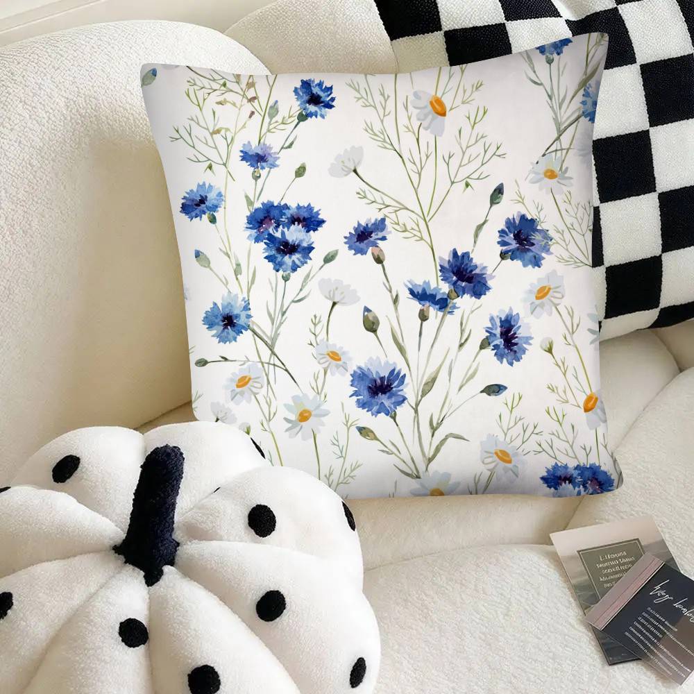 Floral Pattern Pillow Case Fashion Square Pillowcase Bedroom Sofa Room Ins Decoration Leisure