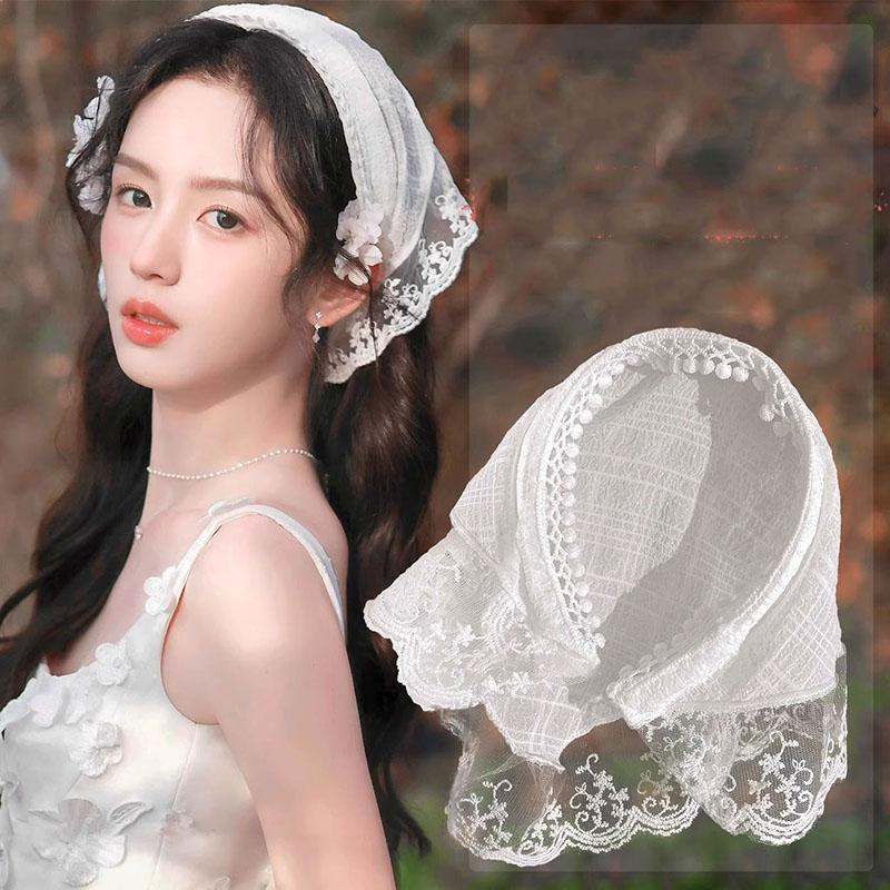 Корейский Ins кружевной шарф для волос повязка для женщин ретро треугольный обруч для волос повязка на голову платок повязка на голову французская дорожная повязка на голову