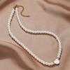 Imitation Pearl White Heart Necklace Pendant Shell Necklace For Women&Men Charm Link Classical Clavicle Jewelry 2024 Gift