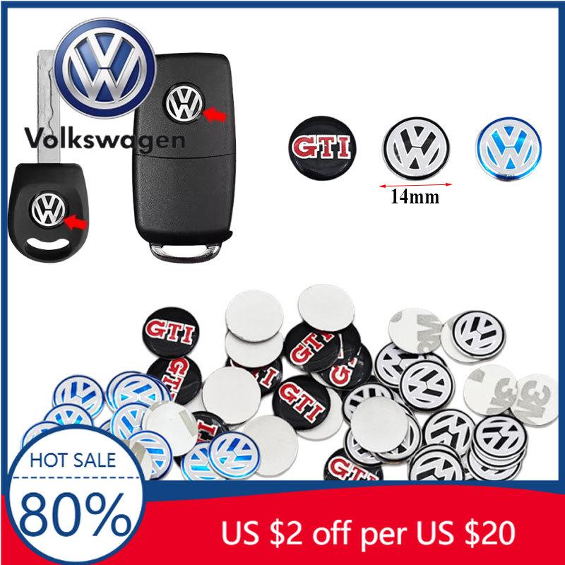 Для VW Volkswagen Jetta MK5 Golf 10 шт. 14 мм Значок автомобиля Наклейки на ключ Значок Аксессуары Для Volkswagen VW Touran Beetle Golf Passa