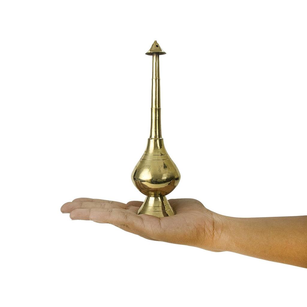Brass Sprinkler Bottle for Holy Water, Gangajal and Perfume Gulab Pash Rose Brass Water Paneer Sombu –(Small)