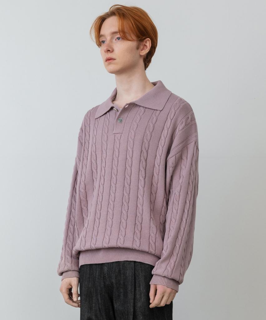 MINAV Maxi Cable Collar Knit [Indie Pink]