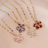 Crystal Zircon Pendant Necklace Shiny Petal Gold Necklace Rotatable Flowers Choker  Date Night