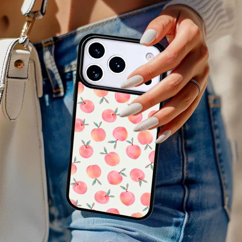 Эстетичный чехол для телефона с персиками для iPhone 17 Air 14 15 13 12 Max Чехол для Apple 16e 11 Pro Max Plus Coque