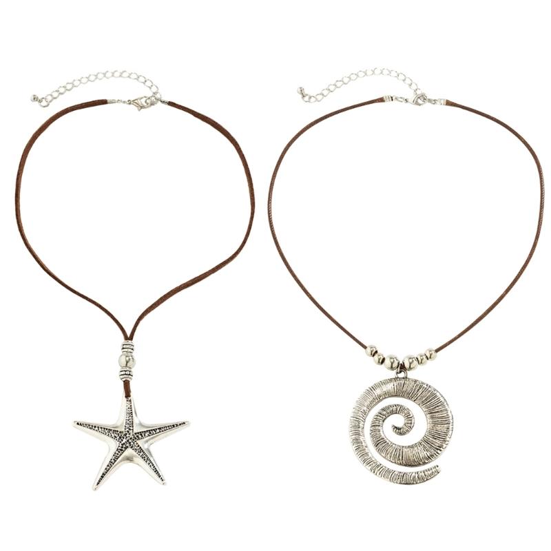 Alloy Starfish Seashells Necklace Vacation Style Conch Pendant Choker Necklace Starfish Collar Choker Unique Jewelry