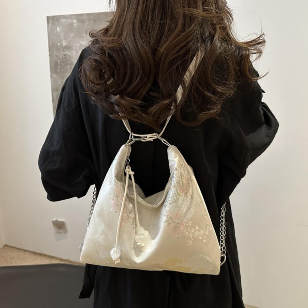Large Capacity Chinese Style Backpack Embroidery Cheongsam Tote Bag Women's Shoulder Bag Daily