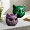 Handmade Cat Stone Imitation Crystal Cat Head Sculpture Resin Healing Stone Mini Cat Statue Keepsake Home Decor Gift for Cat Lovers