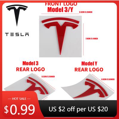 Автомобильная наклейка Логотип на переднюю часть автомобиля Tesla Логотип на задний багажник Наклейка для Model 3 Mode Y металлический логотип замена передних и задних логотипов