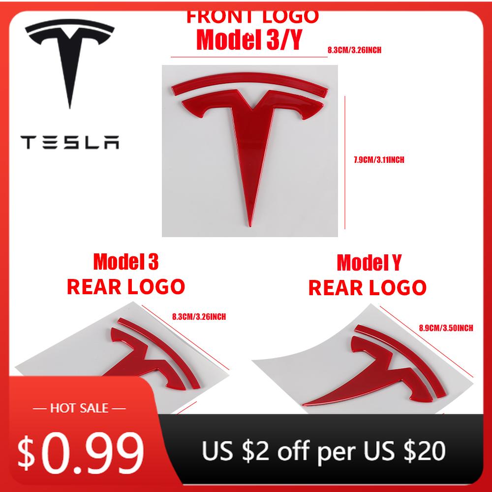 Автомобильная наклейка Tesla Логотип на переднюю часть автомобиля Tesla Логотип на задний багажник Наклейка для Model 3 Mode Y металлический логотип замена передних и задних логотипов