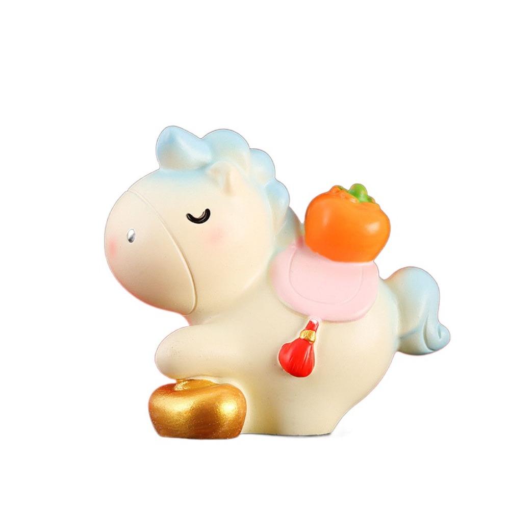 Resin Horse Figurine Chinese Style Zodiac Ornaments Vivid New Year Mascot Miniature Office