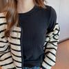 Женские облегающие топы с круглым вырезом и длинным рукавом, пуловеры, однотонные футболки с рубчатой текстурой