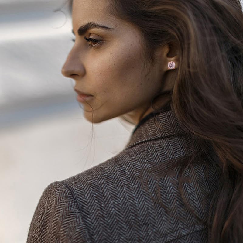 5 мм Серебро 925 пробы K18 Морганит Одиночный 18K Платина Гипоаллергенный Для Обоих Подарок на Юбилей Подарок для Подруги [JIANGXIN] Серьги, Женские