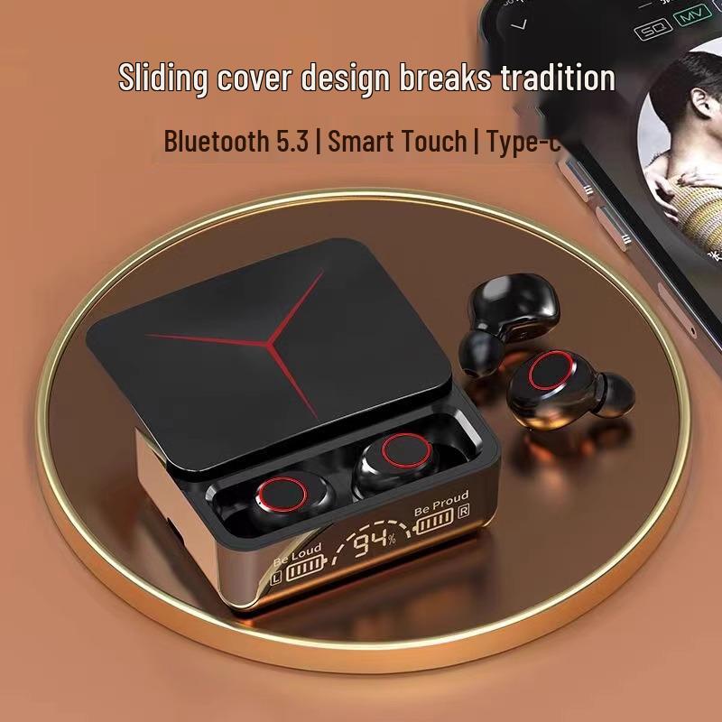 Трансграничный M90 Pro: Беспроводная Bluetooth-гарнитура-вкладыш, с шумоподавлением, с раздвижной крышкой, Мини, для киберспорта и спорта.