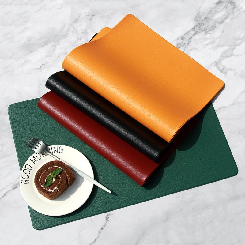 Leather Placemats Non-Slip Heat Insulation Placemats Table Mats Household Table Mats Waterproof Hotel Western Food Mats Coasters