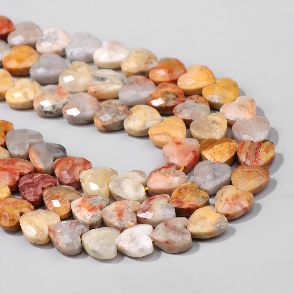 8MM Natural Yellow Crazy Agates stone beads For Jewelry Making Faceted Heart Shape Loose Spacer Beads Charm DIY Bracelet Earring