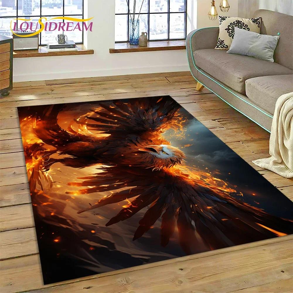 3D Cute Owl Eagle Birds Cartoon Carpet Rug for Bedroom Living Room Home Sofa Decoration,Children Game Large Decor Floor Mat Gift