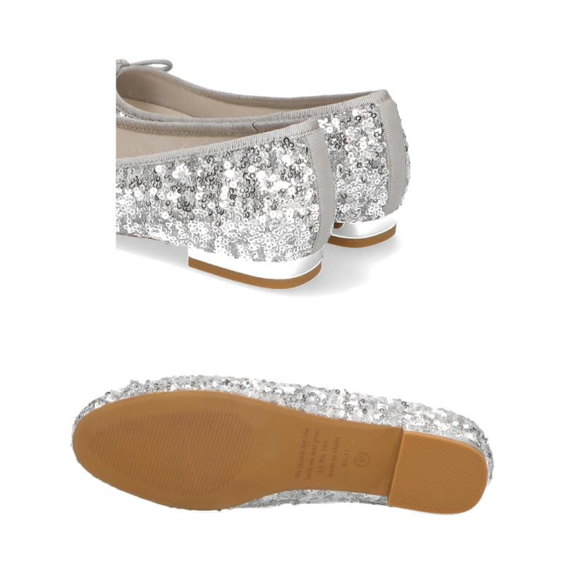 Балетки Круглые Легко Ходить Большие и Маленькие 41122 ЧЕРНЫЕ см [Oriental Traffic] Балетки, Носок, Женские, Носить, Размеры, Блестки, Пайетки, Ламе,