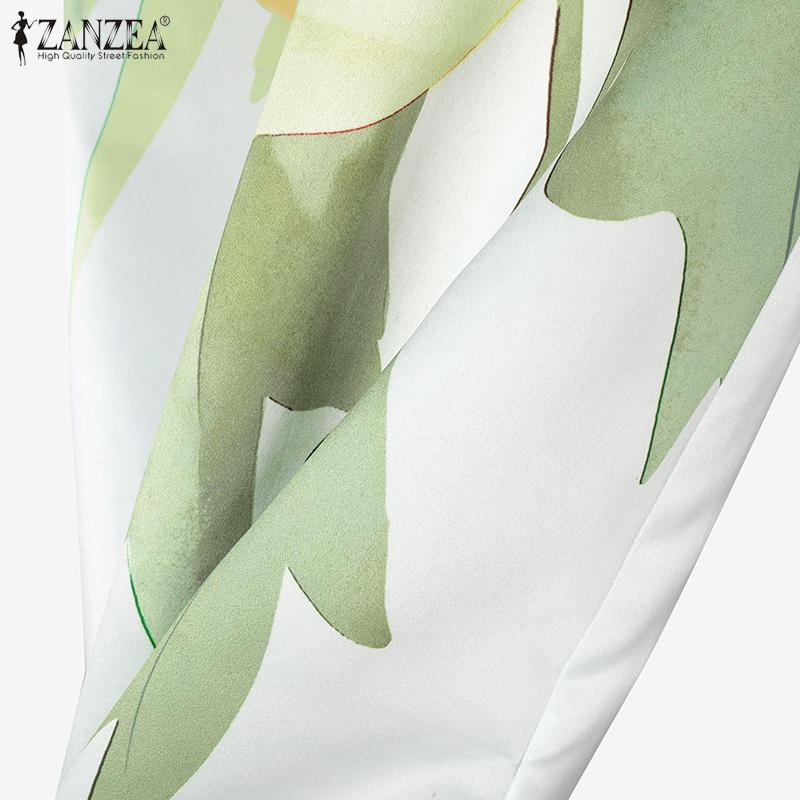 ZANZEA Женское повседневное платье с коротким рукавом с круглым вырезом и цветочным принтом