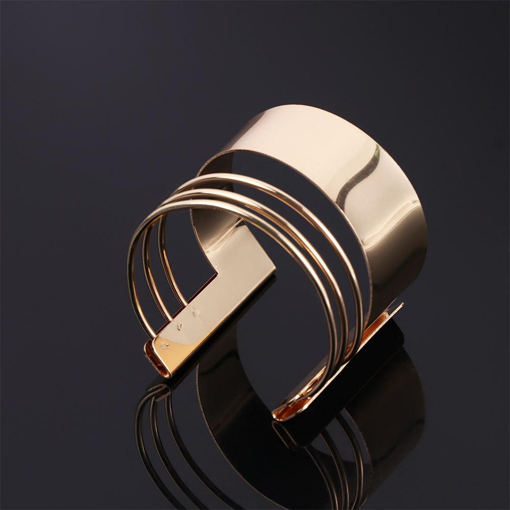 Simple Hot Sale Punk Cuff Women Bracelet Exaggerate Punk Zinc Zinc Alloy Bangles Luxurious Hollow Out
