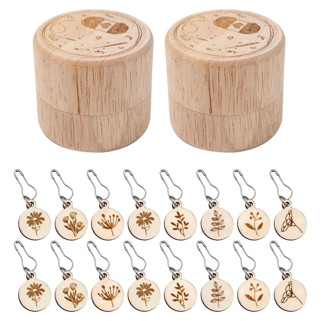 Круглый шарм Деревянные стежки Маркер для блокировки с булавкой-застежкой Деревянная линейка-калибр для вязания, ткачества, шитья, рукоделия