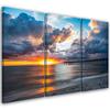 Картина из трех частей, печать на холсте Море на закате