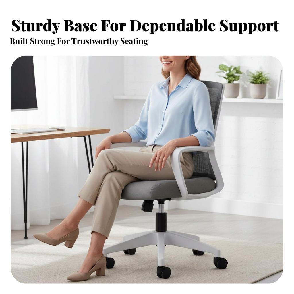 Mesh Spine Rotating Chair Height Adjustable Computer Seat Effortless Rolling Casters Supports 300 Lbs for Remote Workers