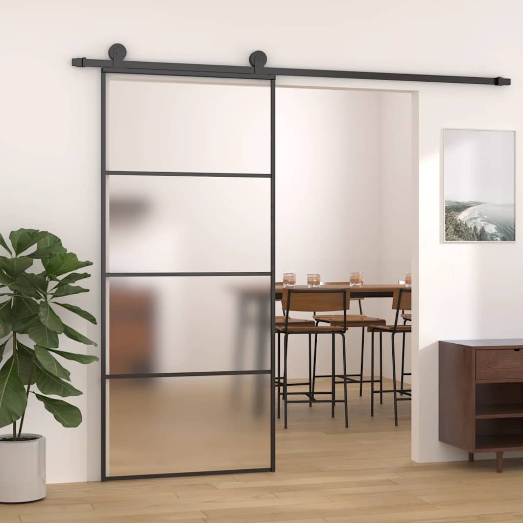 Vidaxl Drzwi Przesuwne, Szkło Esg I Aluminium, 90X205 Cm, Czarne