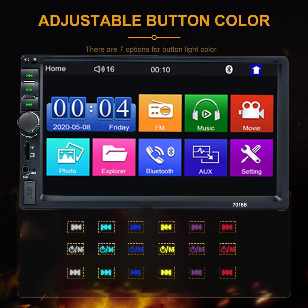 Reakosound 2 Din Car Radio BT Autoradio 7" Touch Screen Mirror Link Multimedia Video Player For Toyota KIA Ford VW Skoda 7018B