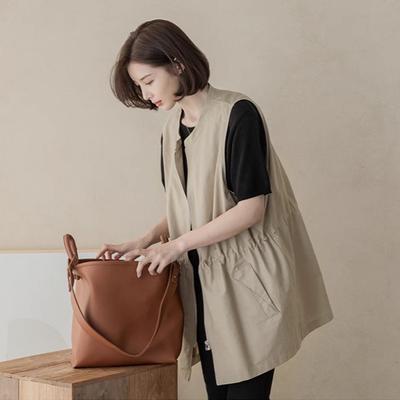 Повседневный жилет женский весенне-осенний сезон со шнуровкой универсальный стиль ветровка свободные топы кардиган