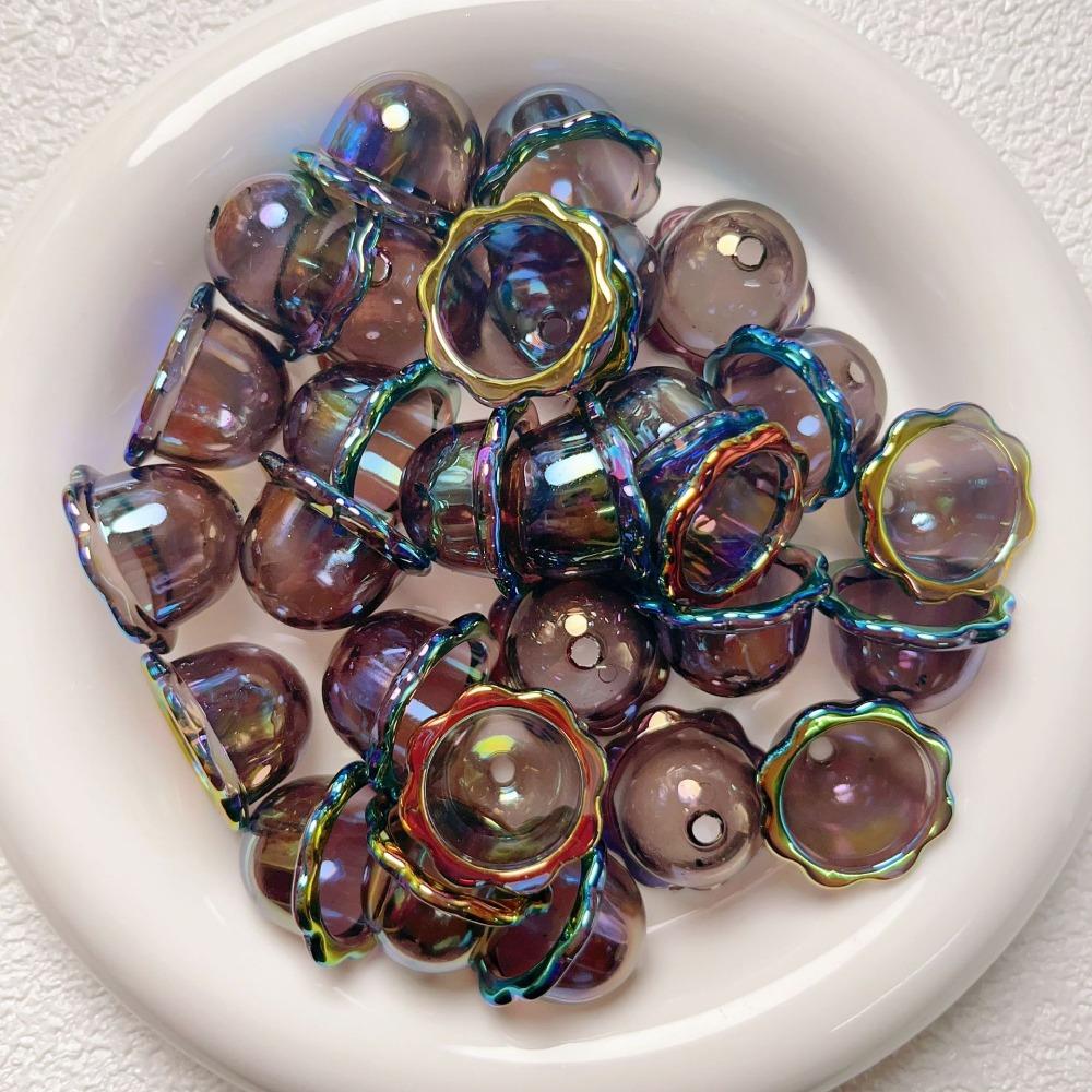 10pcs Transparent Flower Bead Caps Multi-Petal Wind Bell Beads Petal Charms Beads Earring Jewelry
