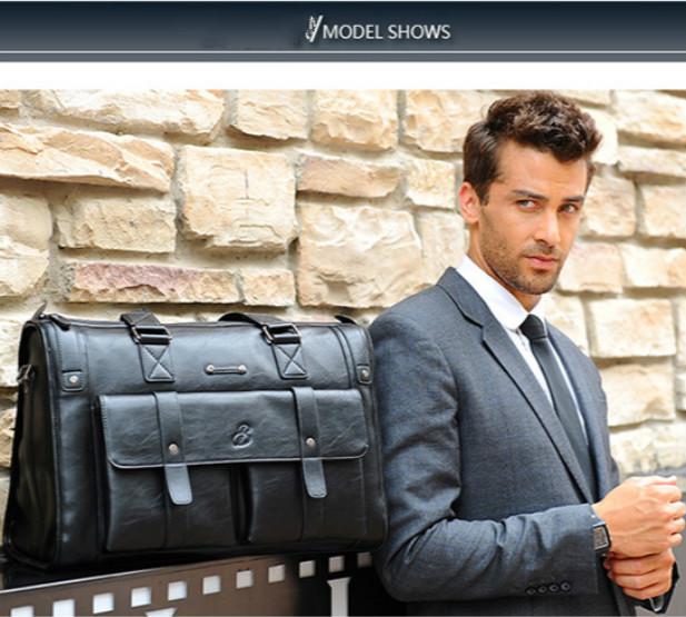 Деловой дорожный мужской портфель большой емкости из натуральной кожи с ручками и наплечным ремнем